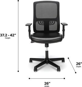 img 1 attached to 🪑 Black Mid Mesh Back Office Chair with Leather Seat, Lumbar Support - OFM ESS Collection