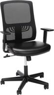 🪑 black mid mesh back office chair with leather seat, lumbar support - ofm ess collection logo