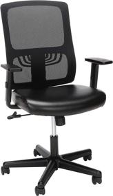 img 4 attached to 🪑 Black Mid Mesh Back Office Chair with Leather Seat, Lumbar Support - OFM ESS Collection