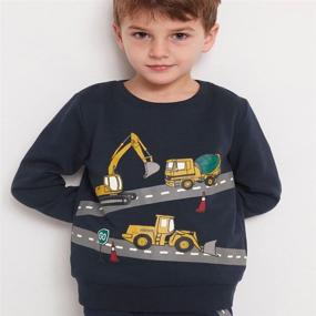 img 3 attached to 🚚 Truck Toddler Boys' Cotton Crewneck Sweatshirt: Long Sleeve Pullover Tops & Tees (2-8T)