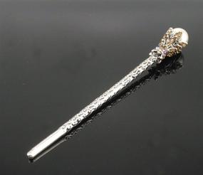 img 2 attached to 🌸 Pack of 2 Vintage Rhinestone Pearl Hair Sticks - Elegant Hair Accessories for Chignon, Bun, and Updo Hairstyles in Coffee-Brown
