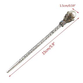 img 3 attached to 🌸 Pack of 2 Vintage Rhinestone Pearl Hair Sticks - Elegant Hair Accessories for Chignon, Bun, and Updo Hairstyles in Coffee-Brown
