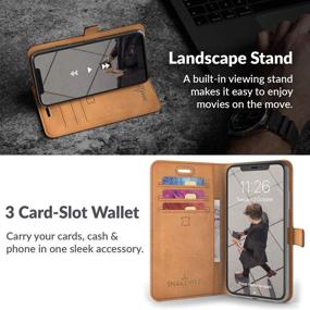 img 3 attached to Snakehive Vintage Wallet for iPhone 11 - Genuine Leather Phone Case with Viewing Stand, Card Holder & Card Slot - Flip Folio Cover in Dark Green