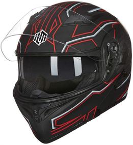 img 2 attached to ILM Motorcycle Dual Visor Flip up Modular Full Face 🏍️ Helmet DOT - Available in 6 Vibrant Colors (Size S, Black-Red)