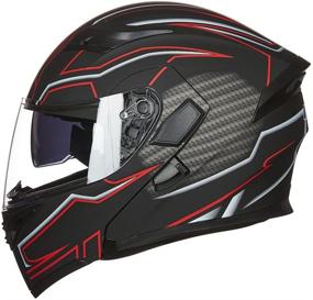 img 1 attached to ILM Motorcycle Dual Visor Flip up Modular Full Face 🏍️ Helmet DOT - Available in 6 Vibrant Colors (Size S, Black-Red)