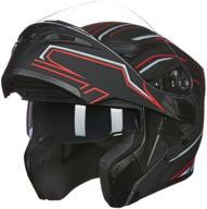 ilm motorcycle dual visor flip up modular full face 🏍️ helmet dot - available in 6 vibrant colors (size s, black-red) logo