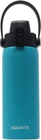 img 4 attached to 💦 Aquatix Turquoise 21oz Stainless Steel Insulated Sports Water Bottle - Keeps Drinks Cold 24hrs / Hot 6hrs