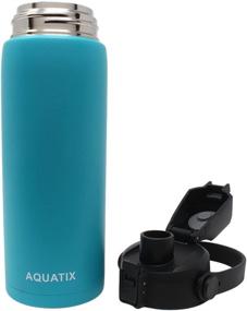 img 2 attached to 💦 Aquatix Turquoise 21oz Stainless Steel Insulated Sports Water Bottle - Keeps Drinks Cold 24hrs / Hot 6hrs