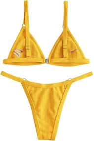 img 3 attached to Womens Straps Textured Ribbed Closure Women's Clothing in Swimsuits & Cover Ups
