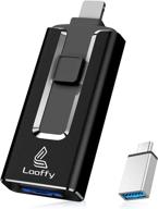 📱 usb flash drive for phone, 128gb 4-in-1 memory stick looffy usb 3.0 type c thumb drive - black логотип