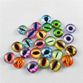 img 1 attached to Captivating JulieWang 12mm 60pcs Mixed Dragon Eyes Time Gem Glass Cabochon Pendants: Exquisite Dome Cameo Settings