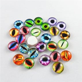 img 3 attached to Captivating JulieWang 12mm 60pcs Mixed Dragon Eyes Time Gem Glass Cabochon Pendants: Exquisite Dome Cameo Settings