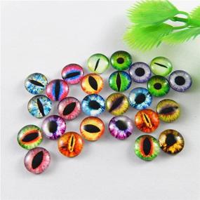 img 2 attached to Captivating JulieWang 12mm 60pcs Mixed Dragon Eyes Time Gem Glass Cabochon Pendants: Exquisite Dome Cameo Settings