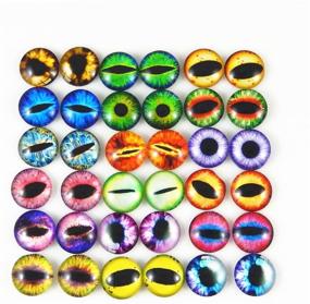 img 4 attached to Captivating JulieWang 12mm 60pcs Mixed Dragon Eyes Time Gem Glass Cabochon Pendants: Exquisite Dome Cameo Settings