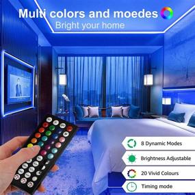 img 1 attached to 🌈 MAMXUAN LED Strip Lights 32.8ft - Music Sync RGB Color Changing with Remote Control - Perfect for Bedroom, Home, TV, Kitchen, DIY Decoration - Easy Installation