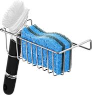 🧽 kitchen sink caddy sponge holder + brush holder, stainless steel 2-in-1 organizer rack basket for small in-sink dish sponge, hanging kitchen sink caddy логотип