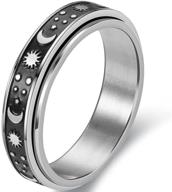 🌞 stainless steel sun moon star rotating spinning wedding promise anniversary statement band ring - 6mm logo