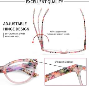 img 1 attached to 👓 Stylish Patterned Spring Hinges Computer Readers for Women - 4 Pack Cat Eye Blue Light Blocking Glasses