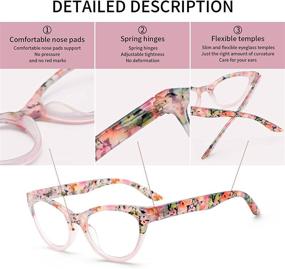 img 2 attached to 👓 Stylish Patterned Spring Hinges Computer Readers for Women - 4 Pack Cat Eye Blue Light Blocking Glasses