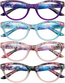 img 4 attached to 👓 Stylish Patterned Spring Hinges Computer Readers for Women - 4 Pack Cat Eye Blue Light Blocking Glasses