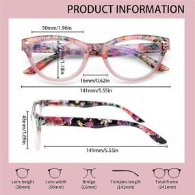 img 3 attached to 👓 Stylish Patterned Spring Hinges Computer Readers for Women - 4 Pack Cat Eye Blue Light Blocking Glasses