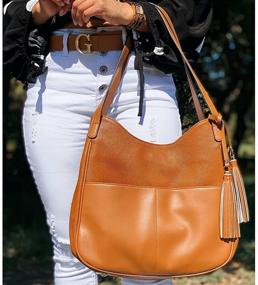 img 3 attached to Плечевые кожаные сумки S ZONE: Стильные сумки с несколькими карманами и кошельками для женщин в стиле Хобо