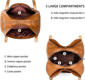 img 2 attached to Плечевые кожаные сумки S ZONE: Стильные сумки с несколькими карманами и кошельками для женщин в стиле Хобо