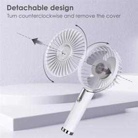 img 2 attached to 🐻 eLinkSmart Handheld Fan - Adjustable 3 Speed, USB Rechargeable & Powerful Airflow - Mini Portable with Desktop Base - Ideal for Home, Office, Travel & Outdoor - Mute Brushless Motor - White Cute Bear Design