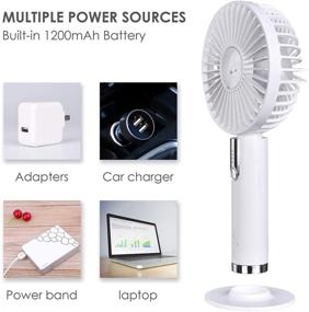 img 1 attached to 🐻 eLinkSmart Handheld Fan - Adjustable 3 Speed, USB Rechargeable & Powerful Airflow - Mini Portable with Desktop Base - Ideal for Home, Office, Travel & Outdoor - Mute Brushless Motor - White Cute Bear Design