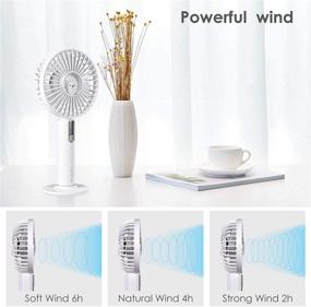 img 3 attached to 🐻 eLinkSmart Handheld Fan - Adjustable 3 Speed, USB Rechargeable & Powerful Airflow - Mini Portable with Desktop Base - Ideal for Home, Office, Travel & Outdoor - Mute Brushless Motor - White Cute Bear Design