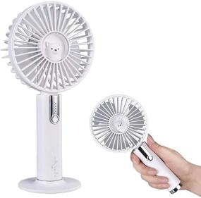 img 4 attached to 🐻 eLinkSmart Handheld Fan - Adjustable 3 Speed, USB Rechargeable & Powerful Airflow - Mini Portable with Desktop Base - Ideal for Home, Office, Travel & Outdoor - Mute Brushless Motor - White Cute Bear Design