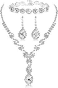 img 4 attached to Loyalty Shines: Exquisite Bridal Rhinestone Teardrop Jewelry Set for Memorable Proms and Weddings