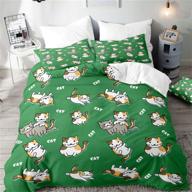 🐱 urlinens cute cat duvet cover set queen - 3 piece kawaii bedding, animal print bed set for boys, girls, teens - playful cat pattern - includes 1 duvet cover and 2 pillowcases - soft microfiber, zipper closure logo