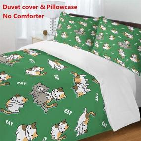 img 3 attached to 🐱 URLINENS Cute Cat Duvet Cover Set Queen - 3 Piece Kawaii Bedding, Animal Print Bed Set for Boys, Girls, Teens - Playful Cat Pattern - Includes 1 Duvet Cover and 2 Pillowcases - Soft Microfiber, Zipper Closure