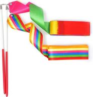 🎀 huianer dance ribbon streamers - gymnastics ribbon wands for children art dances and baton twirling - set of 2 logo