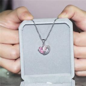 img 2 attached to 💖 Uloveido Fashion Austrian CZ Crystals Double Heart Necklace: A Perfect Valentines Gift - N673