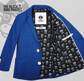 img 2 attached to Black n Bianco Boys' Slim Fit Blazer Jacket - Golden 🏴 Age Style with Brass Buttons | Presented by The Black Ring Pirates