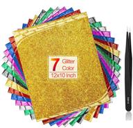 ✨ 14 sheets glitter heat transfer vinyl bundle: htv iron on vinyl for cricut & silhouette - 12”x10”, 14 colors - perfect for heat press machine logo