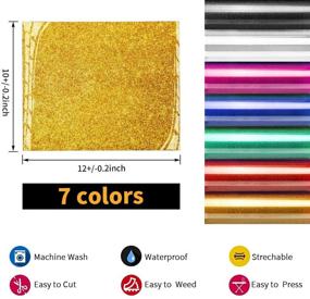 img 2 attached to ✨ 14 Sheets Glitter Heat Transfer Vinyl Bundle: HTV Iron On Vinyl for Cricut & Silhouette - 12”x10”, 14 Colors - Perfect for Heat Press Machine