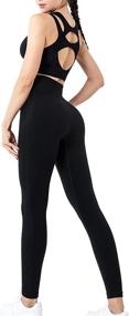 img 4 attached to 🩱 FRESOUGHT 2 Piece Seamless Workout Outfits for Women: Double-Layered Sport Bra & High Waist Yoga Leggings Sets