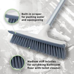 img 2 attached to 🧹 Qaestfy Floor Scrubber Brush with Squeegee - 52'' Long Handle Scrub Brush for Cleaning Bathroom, Shower, Tile, Concrete Floor, Kitchen, Carpet, Pool - Model QAE003, Pack of 2