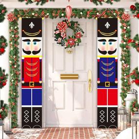img 4 attached to 🎅 ALLODUCK Set of 2 Nutcracker Christmas Decorations - Life Size Nutcracker Soldier Porch Signs - Xmas Hanging Banners Sign for Outdoor Home Wall Door - Ideal Holiday Party Decoration for Office, Garage, Apartment