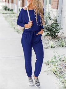 img 2 attached to 👗 ANRABESS Shoulder Stretchy Jumpsuit WFF36 A42Heise M: Stylish Women's Clothing for Jumpsuits, Rompers & Overalls