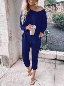 img 3 attached to 👗 ANRABESS Shoulder Stretchy Jumpsuit WFF36 A42Heise M: Stylish Women's Clothing for Jumpsuits, Rompers & Overalls