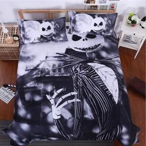 img 1 attached to 🎃 3D Nightmare Before Christmas Duvet Cover Set - StarFashion Jack Decor, Queen Size 100% Microfiber Galaxy Bedding with Pillow Shams - 3 Pieces, Christmas Themed (No Comforter Included)