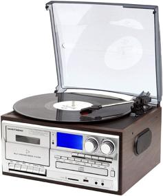 img 4 attached to 🎶 MUSITREND 8-in-1 Record Player: Vintage Turntable with 3 Speeds, Bluetooth, CD, Cassette, Vinyl, AM/FM Radio, USB Recorder, Aux-in, and RCA Line-Out (Model A)