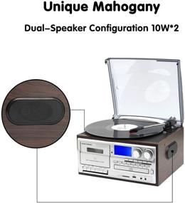 img 1 attached to 🎶 MUSITREND 8-in-1 Record Player: Vintage Turntable with 3 Speeds, Bluetooth, CD, Cassette, Vinyl, AM/FM Radio, USB Recorder, Aux-in, and RCA Line-Out (Model A)
