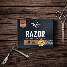 img 3 attached to 💈 Professional Barber Straight Razor Set: Plastic Handle + 100 Disposable Heads with Safety-Lock