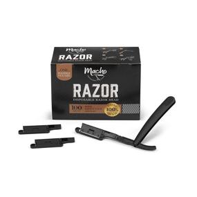 img 4 attached to 💈 Professional Barber Straight Razor Set: Plastic Handle + 100 Disposable Heads with Safety-Lock