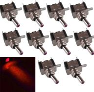 🔴 esupport 12v 20a red led light rocker toggle switch - pack of 10 for car motors, spst on/off logo